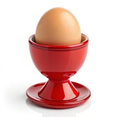 Red Ceramic Egg Cup with Boiled Egg, Studio Shot, Food Photography, breakfast, egg egg cup, boiled egg