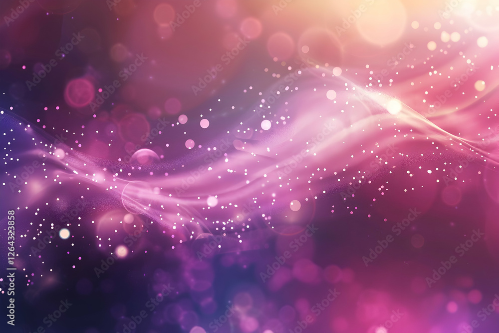 Poster Abstract colorful background with soft waves and glowing bokeh lights creating a dreamy atmosphere