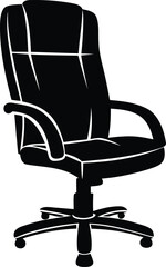 Black color Office Chair silhouette vector illustration, Office Chair line art vector with transparent background