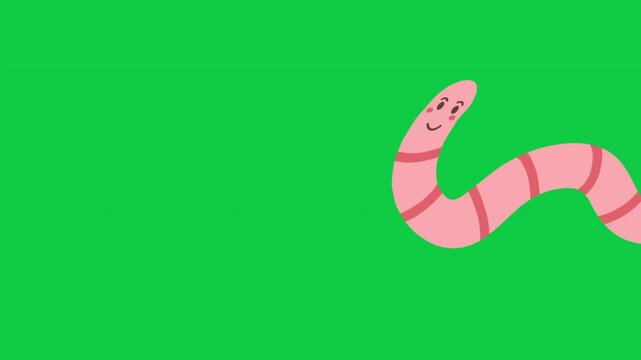 cute worms with smiling faces icon animation