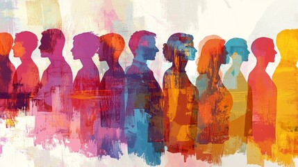 Diverse Group Of People, Artistic Illustration.