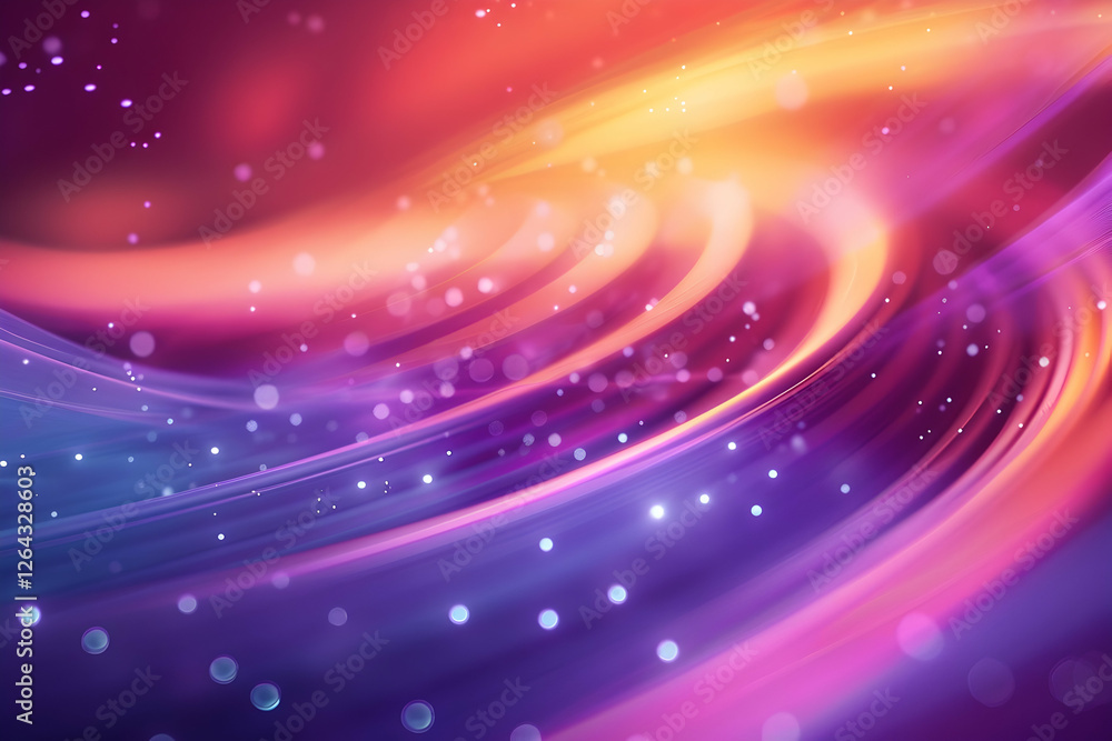 Poster vibrant abstract waves of color with sparkling lights creating a dynamic background for creativity