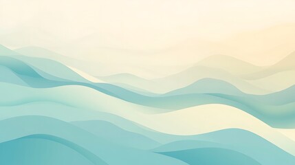 Abstract Pastel Green Wave Hillscape Design