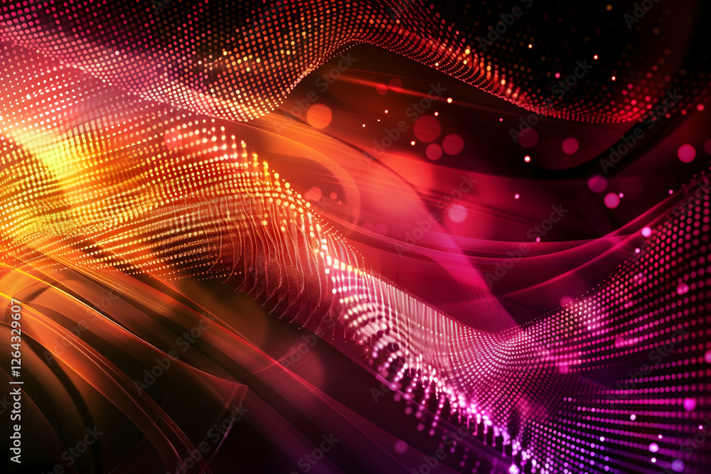 Poster vibrant abstract wave patterns in shades of pink and orange creating a dynamic visual effect
