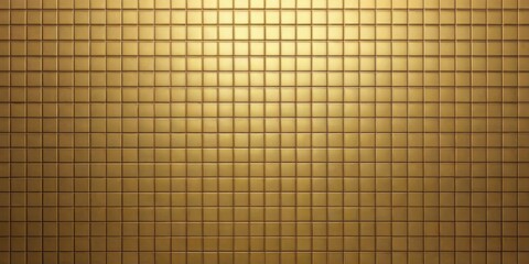 Closeup view of a modern, luxurious wall with small square tiles in a gradient of colors and textures.