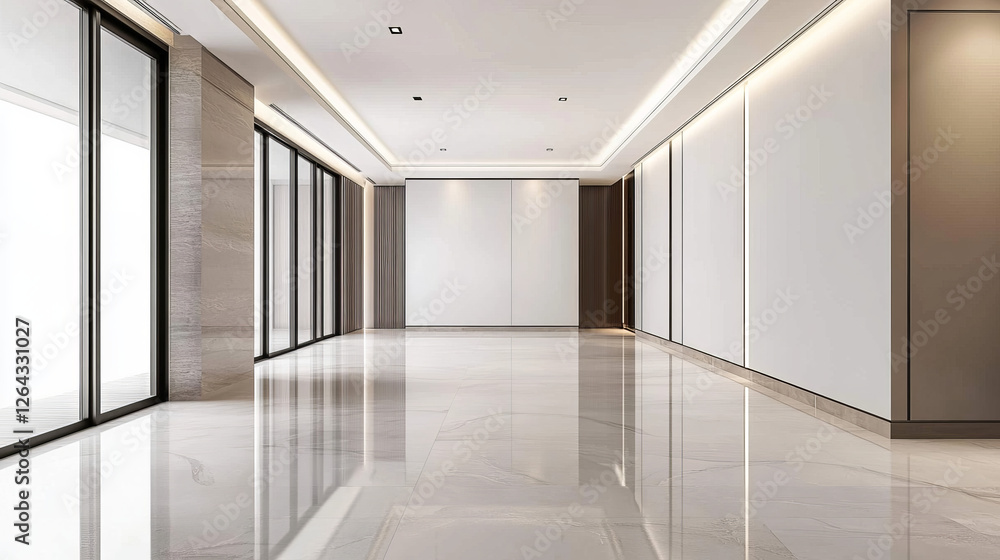 Aufkleber white modern empty room. abstract building concept. 3d render