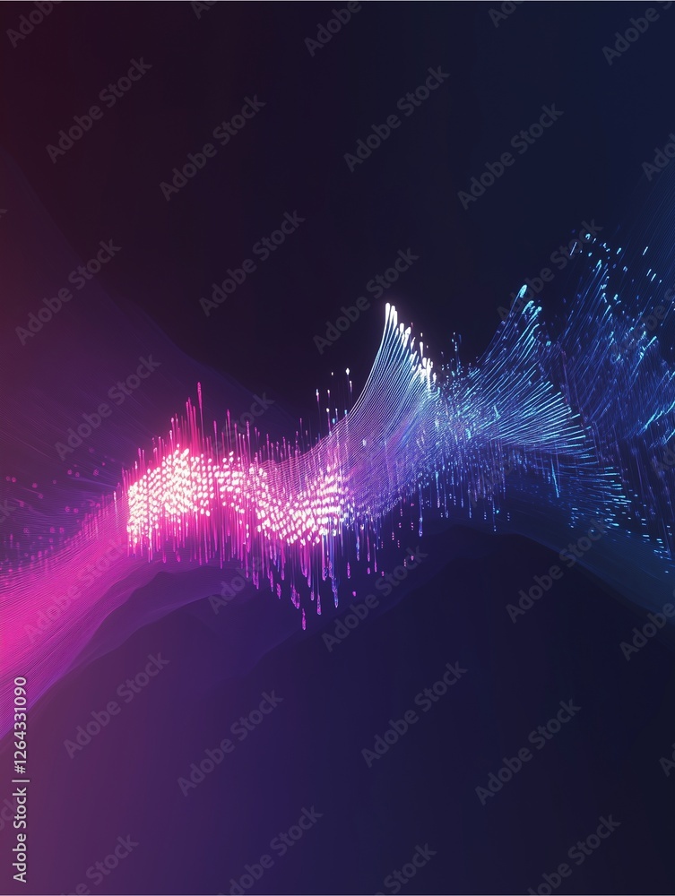 Poster abstract data flow: a mesmerizing abstract artwork depicts a vibrant flow of data, with particles of