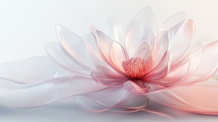 Obraz premium delicate flower like a glass. The flower petals should be light pink and translucent. The background should be white