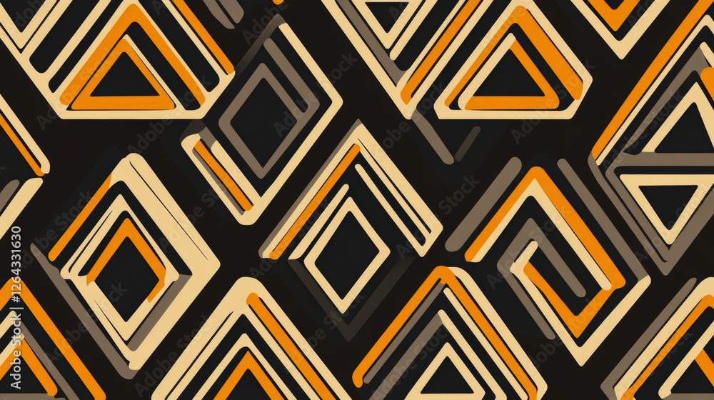 Poster vector seamless pattern from geometric tiles with repeating striped triangles. modern stylish textur