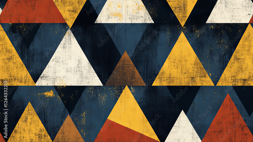 Poster vector seamless pattern from geometric tiles with repeating striped triangles. modern stylish textur