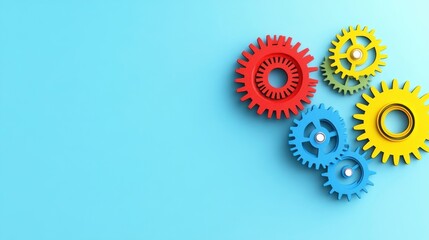 Colorful Gears on Blue Background for Creative Concept Design
