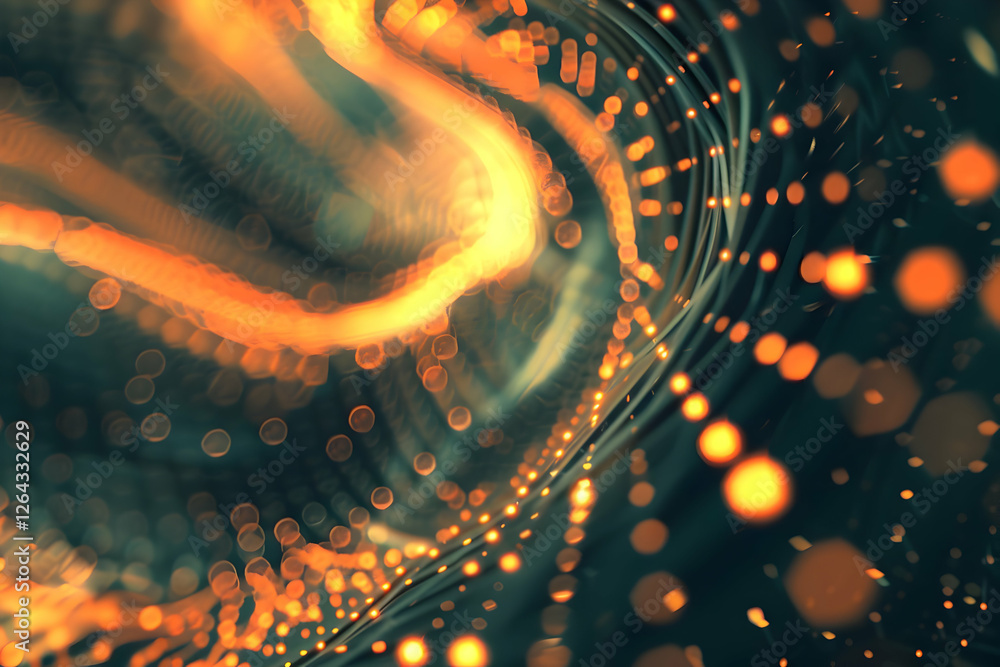 Poster abstract swirling patterns of light and color creating a dynamic visual effect in a dark background