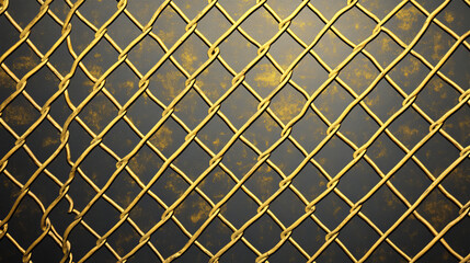 Fototapeta premium Metal fence mesh, pattern of brass wire grid isolated on transparent background. Vector realistic background with 3d yellow grate for jail enclosure, safety barrier, cage
