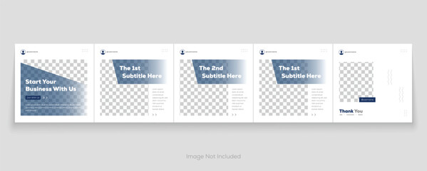 Editable carousel post layout set, tips and tricks post template,  social media marketing microblog template design.