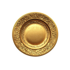 Ornate Gold Plate with Intricate Floral Design - Luxury Decorative Dish