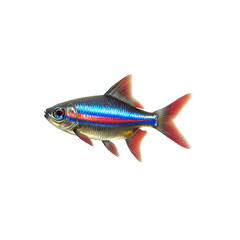 Fototapeta premium Vibrant Neon Tetra Fish Isolated on on white background