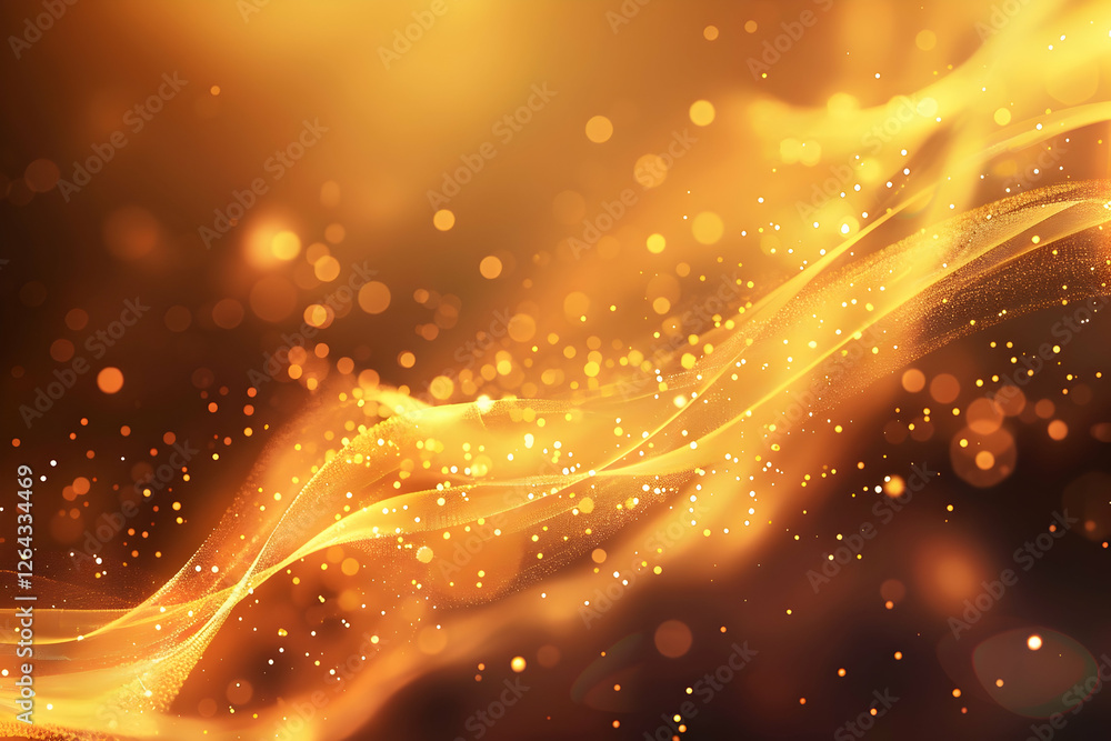 Aufkleber abstract golden wave pattern with shimmering particles, creating a warm and inviting atmosphere
