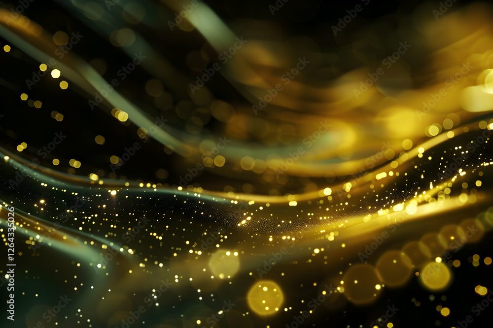 Aufkleber abstract golden waves with sparkling bokeh lights creating a dreamy background effect