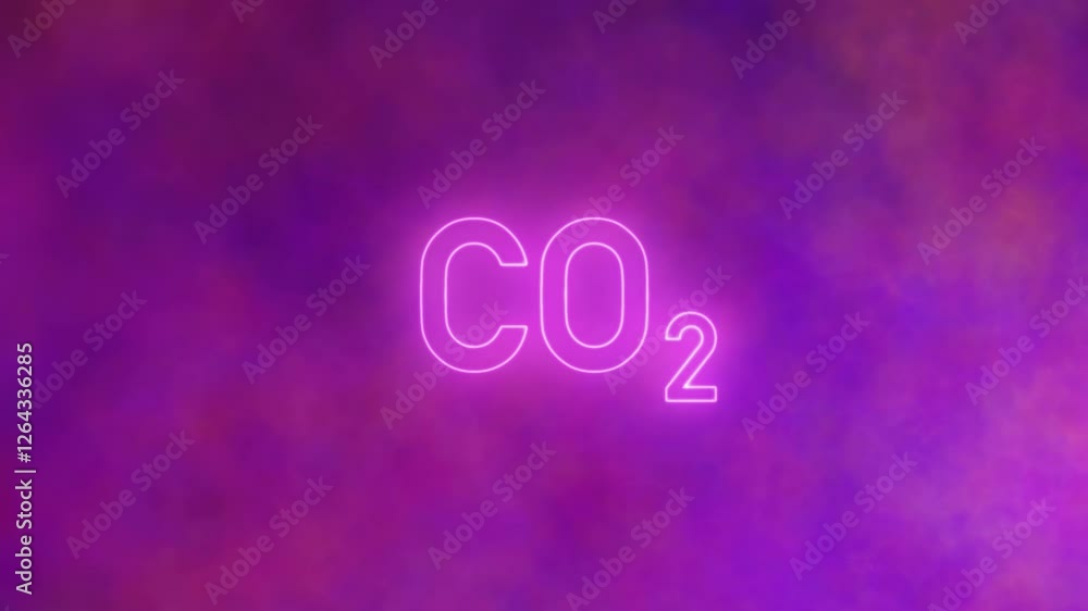 Poster pink colored abstract cloud with carbon dioxide caption loop animation.