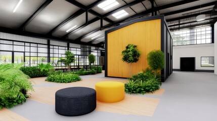 Modern Interior Design with Greenery and Bright Furnishings