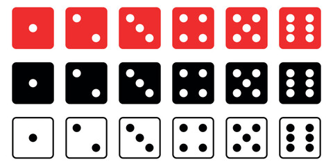 Icon Set of dice with six cube faces