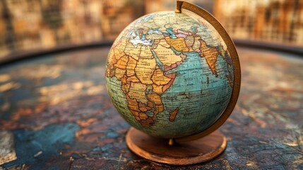 Vintage Globe On A Map. The Concept Of Global Connections And Explorations.