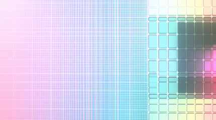 An abstract pastel neon rainbow pixel texture with a gradient of soft neon colors, designed to resemble a TV static display. The digital noise creates a glitchy, pixelated background