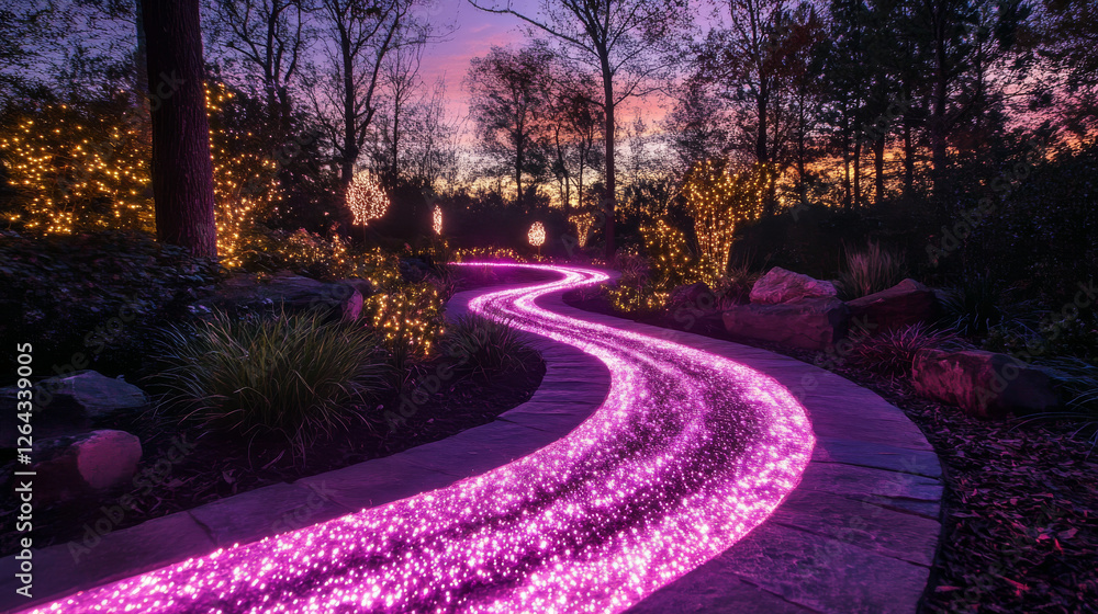 Poster fairy pink light trail from magic wand with dust and bright flash. realistic vector set of abstract 