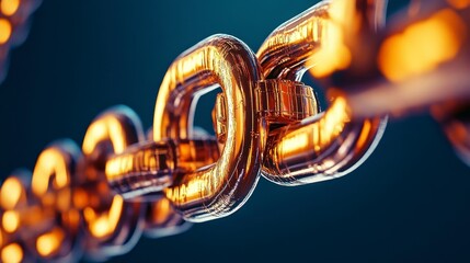 Close-up of a Glimmering Metal Chain Link on Smooth Background