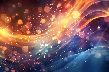 Fototapeta premium Colorful abstract background with flowing waves and glowing particles creating a vibrant atmosphere