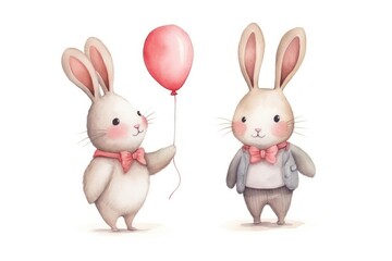 Obraz premium Cute rabbit couple animal balloon mammal.