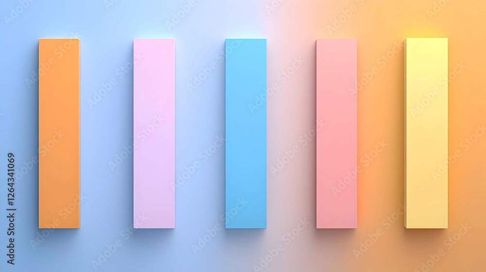 Poster pastel colored rectangular blocks on gradient background