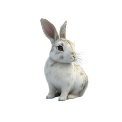 Obraz premium Adorable White Rabbit Sitting, 3D Rendered Pet Image