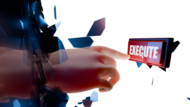 Transparent Big Hand Press Execute Button - Powered by Adobe