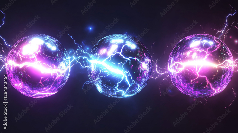 Aufkleber electric lightning balls, energy burst effect with light bolt. abstract power explosion with flashes