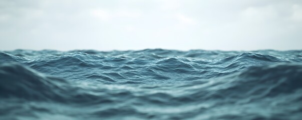 Tranquil Ocean Waves Under Soft Sky with Gentle Ripples at Horizon
