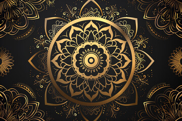 Golden Arabesque Mandala Design in Islamic and Eastern Art Style