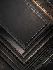 Obraz premium Stacked dark textured cards with gold edges on dark background