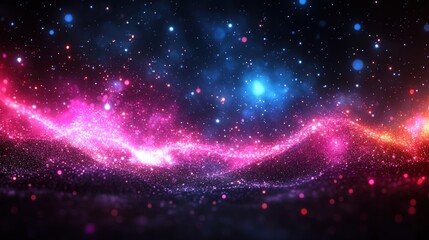 Vibrant Cosmic Landscape with Glittering Stars and Nebulae in Stunning Color Palette of Pink, Blue, and Purple Against a Dark Backdrop