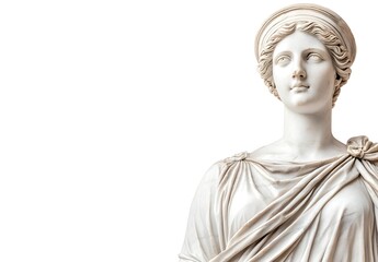Elegant White Marble Statue of Classical Female Figure Bust