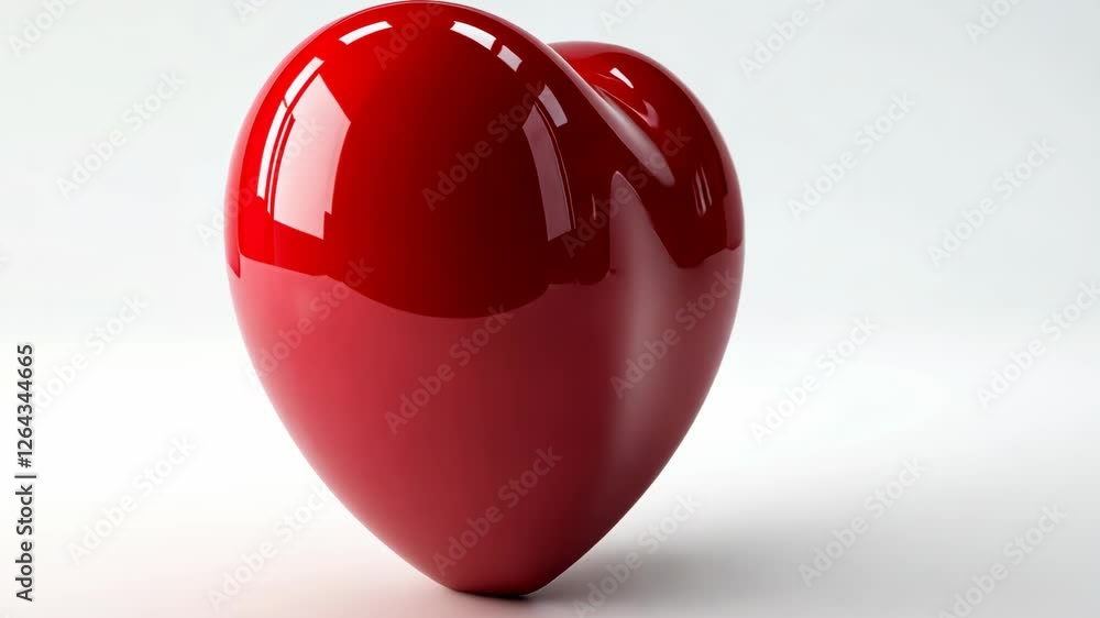 Poster heart-shaped object reflecting light against a plain background in a minimalistic setting