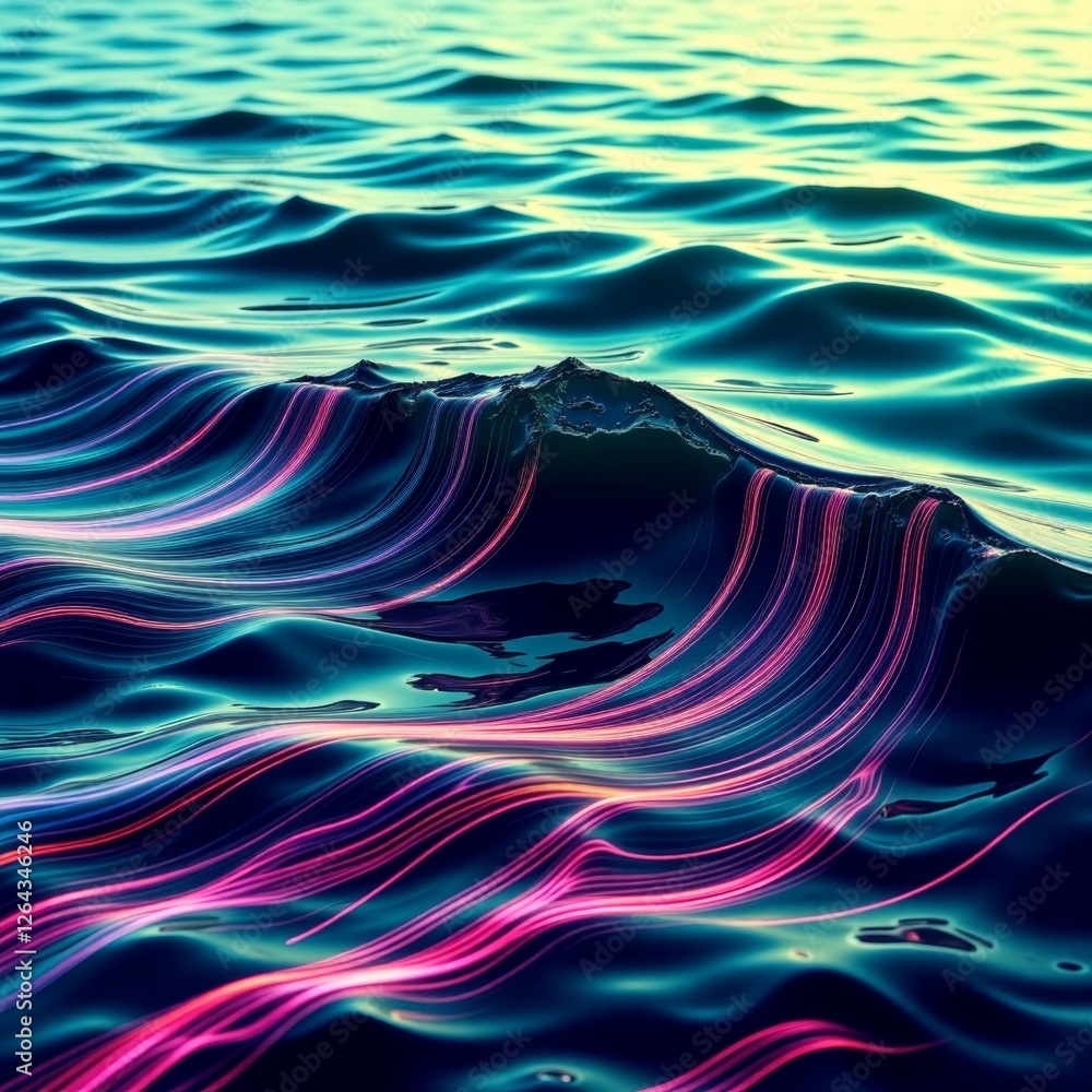 Poster Abstract water surface with colorful wave patterns