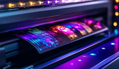printer technology dynamic conceptual color visual innovation gradient Ultra Modern Printer in Action with Colorful Prints
