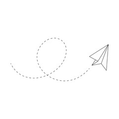 paper air plane route with dashed lines