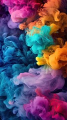 Fototapeta premium Vibrant abstract swirl of colorful smoke blending in a dynamic dance of hues and tones