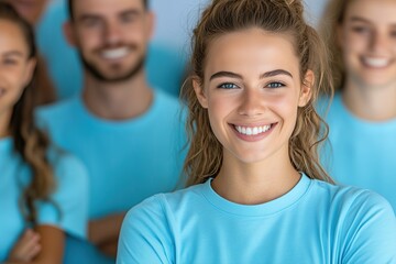 Volunteers work together joyfully at a community event promoting togetherness and support for those in need