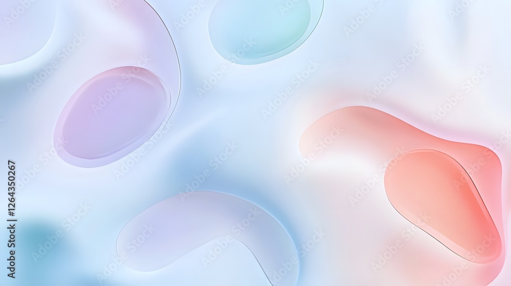 Aufkleber Ethereal Abstract Fluid Gradient Pastel Flowing Shapes Digital Art Background