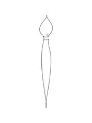 A drawing brush, a graphic black and white illustration hand-drawn with one endless line, isolated on white. Modern sketch brushes for decoration, labels, covers, vector