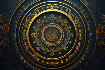 Obraz premium Elegant Golden Mandala on Dark Luxury Background in Arabic Style