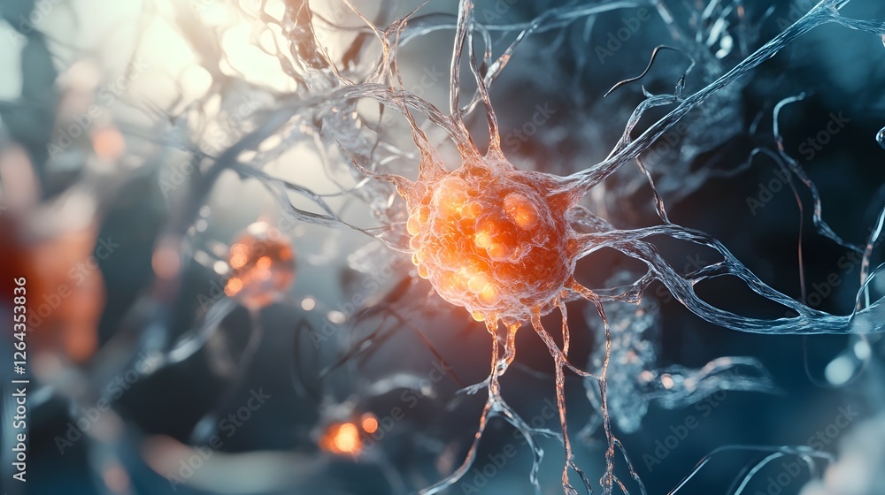 Aufkleber Glowing neural network synapse depicting the intricate communication and information processing within the brain